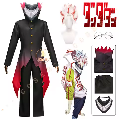 Anime Dandadan Ken Takakura Okarun Cosplay Costume Wig Mask Uniform Jacket Glasses Momo Ayase Hallow