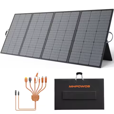 MHPOWOS 400W Portable Solar Panel 31 V Foldable Solar Panels Charger with 7 in 1 Solar Cable for Cam