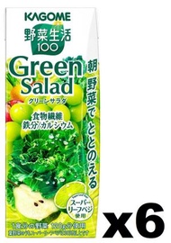 F18419_6 KAGOME 野菜生活青綠沙律蔬果汁 200ml (食物纖維、鐵質、鈣補充) x (6盒裝) 此日期前最佳：2026年12月11日