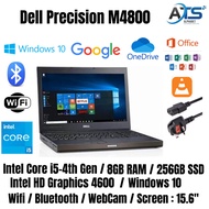 Dell Precision M4800.15.6 inch Display. Intel Core i5-4th Gen i5-4200M. 8GB DDR3 Ram. 256GB SSD
