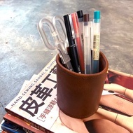 圓形筆筒 皮革材料包 好好縫 植鞣 DIY 手工 文具 筆筒 真皮