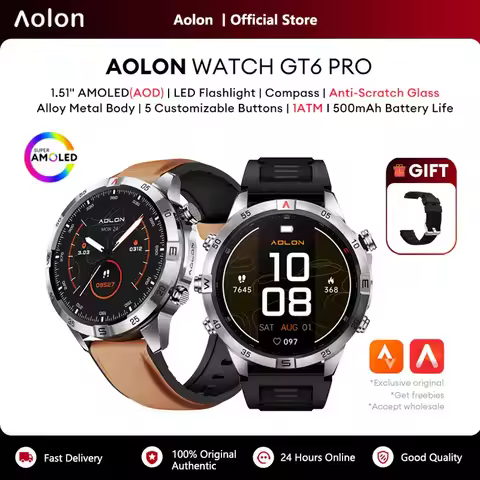 Aolon GT6 PRO Military Smart Watch Compass Flashlight AMOLED Bluetooth Call Smartwatch 1ATM Waterpro