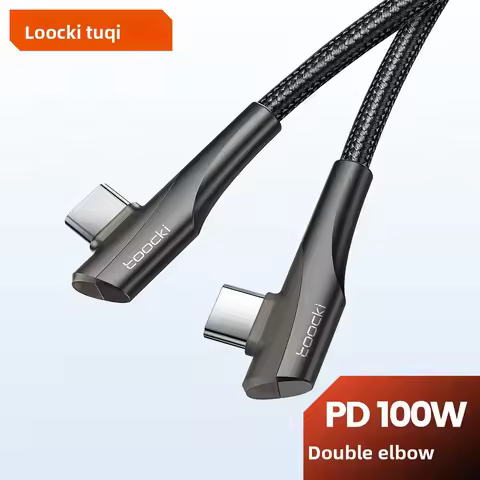 Toocki PD 60W 100W USB Type C Cable 90 Degree Dual Elbow Data Cord For iPhone 15 Xiaomi Samsung S23 
