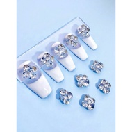 AC.919 Thai Shop Retail 1 Piece Gold Nail Accessories Decorated With Clear Diamonds Shape As Shown I