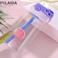 FULAIDA Kids Water Bottle 480ml For Kids Girls Glass Water Bottle Kids Water Cup Creative Cartoon Baby Feeding Cups With Straws Leakproof Water Bottles Outdoor Portable Children's Cups|cups