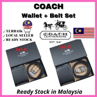 COACH belt + wallet combination men's belt multi-card wallet box set-Hadiah-lelaki-kasut-Aksesori -s