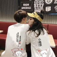 [Ready Stock] Pure Cotton Peach Cat Couple Style Summer Loose Short Sleeve Korean T-Shirt 6191