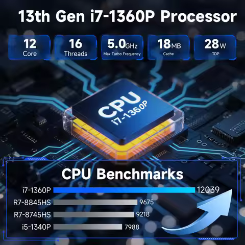 KTHIN Mini PC i7-1360P BT5.2 WIFI6 Portable PC USB4.0 2.5G LAN 16GB DDR5 4800MHz 512GB PCIe4.0 SSD i