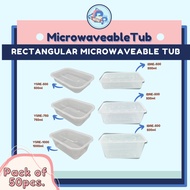 Pack of 50 - Rectangular Microwaveable Tub (500ml/ 750ml/ 1000ml)