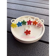 SET 3pcs colorful flower adult rings, simple Korean rings