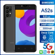 [New] Samsung A52s 5.0-inch Smartphone | 3GB RAM + 32GB ROM | MTK6889 | android cellphone Fingerprint Dual Sim+SD 5000mAh Battery Support Bluetooth | WIFI | APP | 12MP+24MP HD Camera Sale 2022Cheap Mobile Phones on Sale Free Shipping