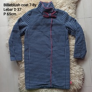 billie blush coat jaket preloved anak perempuan 7-8y tahun blue kotak