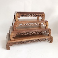 Redwood Carving Crafts Chicken Wing Wood Ornament Base Stand Rectangular Stone Flower Pot Buddha Sta