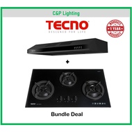 (Bundle Deal) Tecno TCH901BK/SS Slim Hood + T333TGSV S/BK Glass Hob Package