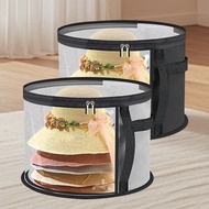 Transparent Transparent Portable Round Hat Brim Hat Hat Storage Bag Stackable Storage Belt Handle Ha