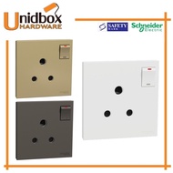 Schneider Electric AvatarOn C:15A 250V 1 gang 3 round pin with switch socket/ Schneider Socket / Soc