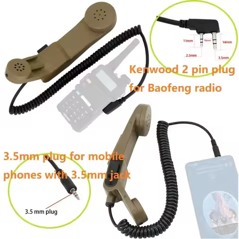 Mobile Phone Plug & H250 Kenwood Walkie-talkie 2 Pin Shoulder Microphone Ptt Military Handheld Speak