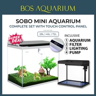 SOBO Aquarium 28L / 45L / 72L Fish Tank Set Pump Filter LED Light Ultra White Glass Tank SD-380F SD-