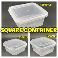 MY-BUNGKUS 50pcs Container Petak Kecil Square Disposable Or Washable Container 250ml/250grams 350ml/
