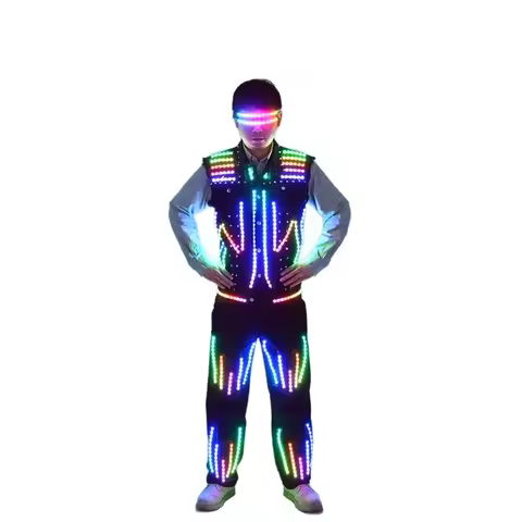LED Luminous Vest AI Robot Performance Fluorescent Clothing Props Night Party Lighted Jacket