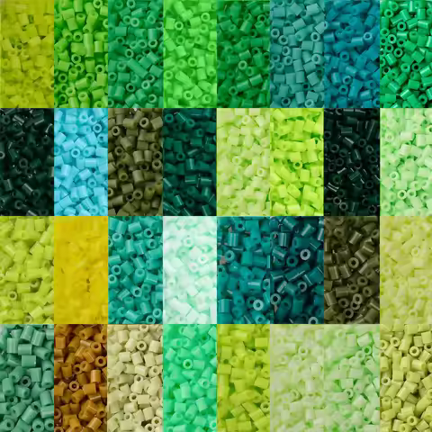 2.6mm Bulk Green Color Series Perler Beads Refill Pack - 1000/5000pcs Fusible DIY Art Craft Fuse Bea