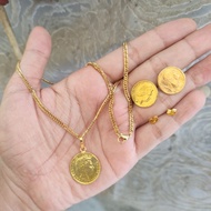 Titanium necklace brass coin Set
