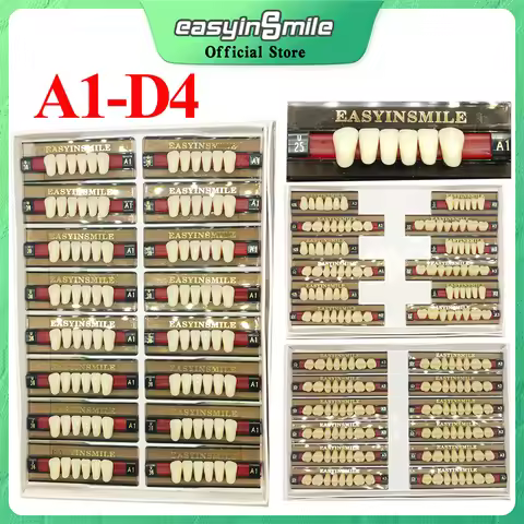 84/96PCS Dental Resin Teeth Acrylic Synthetic Denture A1 A2 A3 Shade 2-Layer Acrylic Denture Educati