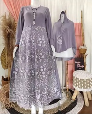 GAMIS 1 SET HIJAB / GAMIS BRUKAT TILE MUTIARA IMPORT / GAMIS MUSLIM TILE / GAMIS GERALDINE GAMIS BRU