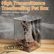 OKHALLO 1Pcs Reptile Feeding Box, Breathable High Transparent Ecological Desert Landscaping Box,  An