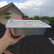 Stainless Steel Food Pan Container + Lid 1/4 田 6.5 cm VAVINCI Hygienic Topping Container (26.5 x 16.