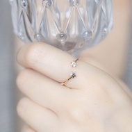 藍托帕石925純銀星星戒指 可調式戒指