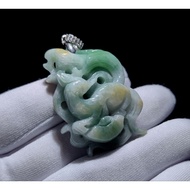 Myamar Jade 9 Tails Fox Pendant 缅甸黄绿翡翠九尾狐