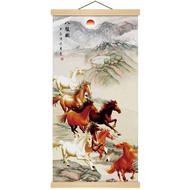 Eight Horses Full Picture Eight Horses Picture Scroll Painting Entrance Study Living Room Scroll Dec