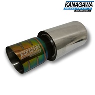 KANAGAWA Car Exhaust Tengos Rainbow Bass Round Gahar Stainless Steel Outlet 3.5inch Inlet 2inch