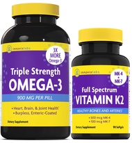 InnovixLabs Vitamin K2 & Triple Omega Bundle Full Spectrum Vitamin K2 (90 Softgels) Triple Strength 