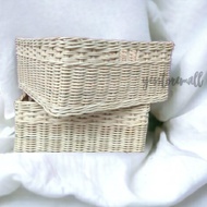 Rattan basket square box drawer box large clothes storage 45x45x20 cm