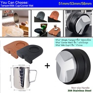 3Pcs/Set 51/53/58MM  3 Angle Coffee Tamper 12 oz/350 ml Frothing Pitcher Scale With Silicone Corner 