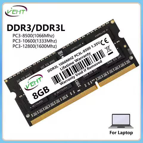 DDR3 DDR3L 2GB 4GB 8GB Laptop Memories Ram PC3 1.5V PC3L 1.35V 1066 1333 1600Mhz 8500 10600 12800 20