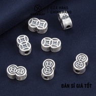 S925 Silver: 3D silver Charm with double money HTJEWELRY PH746