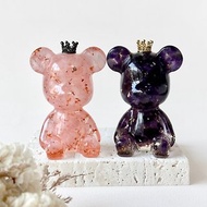 皇冠水晶熊M號 | 天然石擺飾 | 生日禮物 閨蜜禮物|紫水晶 黃水晶