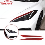 Soft Carbon Fiber Car Headlights Lamp Brow Trim Stickers For 2020-23 Corvette C8 Stingray Z51 Z06 Ca