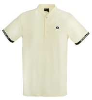BROWNE & CO. เสื้อโปโล คอตตอน สีครีม แต่งทอขาวดำปลายแขน รุ่น LPT010-1-CR