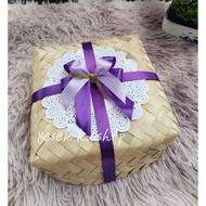 Bamboo basket 18x18 free ribbon Bamboo Tray