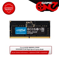 Crucial 8GB 4800MHz DDR5 SODIMM CL40 High-Speed Laptop RAM (CT8G48C40S5)