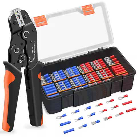 SN-02C 460PCS Crimping Plier Kit Electrical Insulated Butt Spade Fork Ring Crimp Terminals Wire Conn