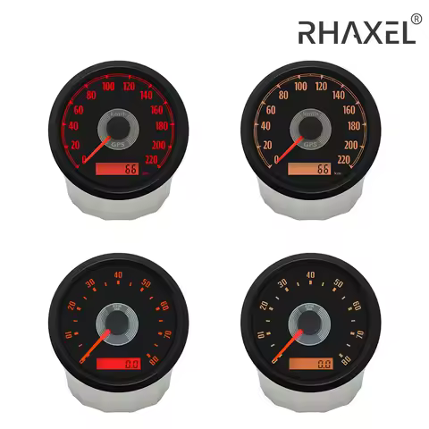 RHAXEL 85mm GPS Speedometer 160MPH 200KM/H 220 KM/H MPH Tachometer 8K 10K RPM with Hour Meter Red an