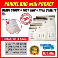 (1pcs) Flyer Courier Bag Parcel Bag With Pocket saiz (A5 / A4/A3 / A2) Beg Kurier / 快递袋 Plastik Pos 
