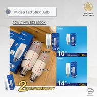 Midea Lighting T37 /T45 Stick Bulb E27 10W /14 W (6K Daylight) HIGH QUALITY MENTOL/LAMPU LED