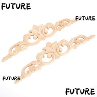 HL-FUTU 2pcs Wood Carved Applique, Wooden 11.8x3.1in Rubber Wood Decal, Interior Ornament Paintable 