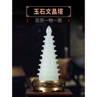 Shichengji Jed Asli Wenchang Pagoda Hiasan Meja Pejabat Hiasan Meja Pejabat Mewah Pameran Pagoda Had